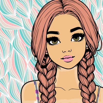 realistic girl with braids
