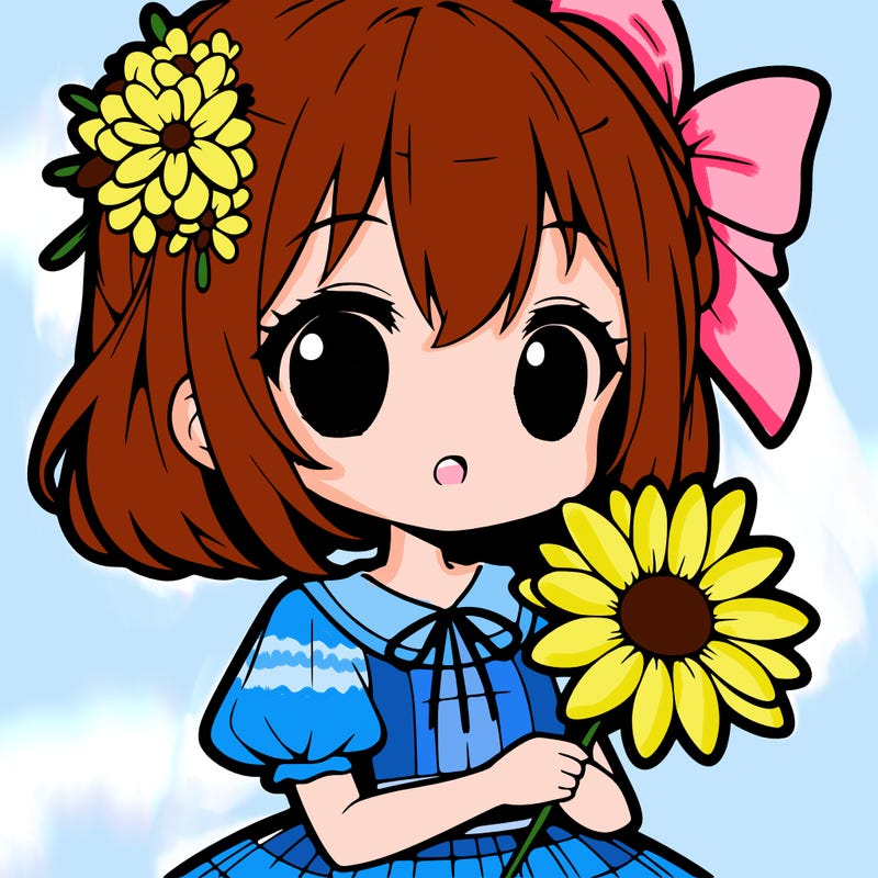 cute anime girl with a flower