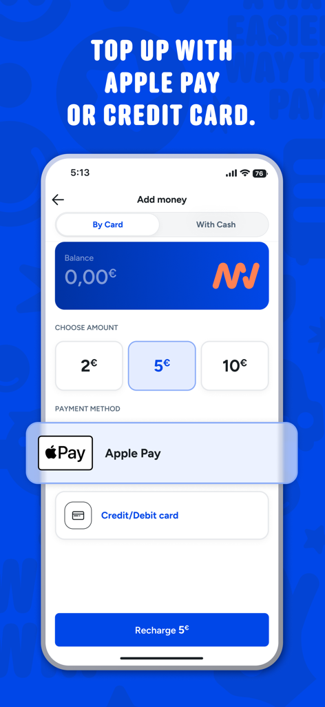MacJack app interface for adding money using Apple Pay and credit cards