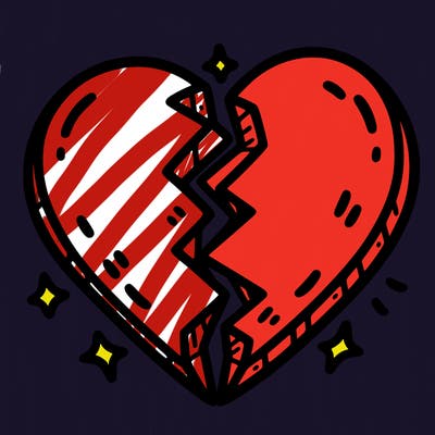 split in half heart