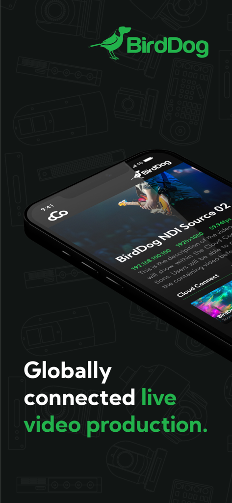 BirdDog Cloud Connect - BirdDog Cloud Connect mobile app interface for remote live video production