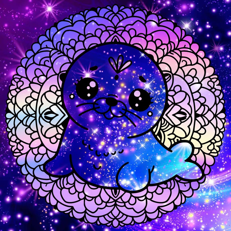 a cute baby seal mandala