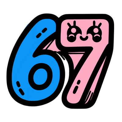 the numbers 67