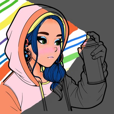 a realistic girl, spray painting