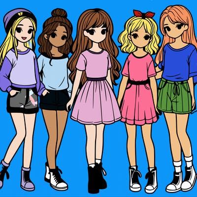 a group of five girls