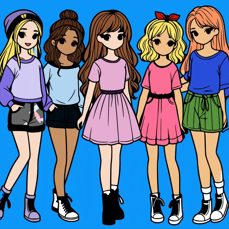 a group of five girls