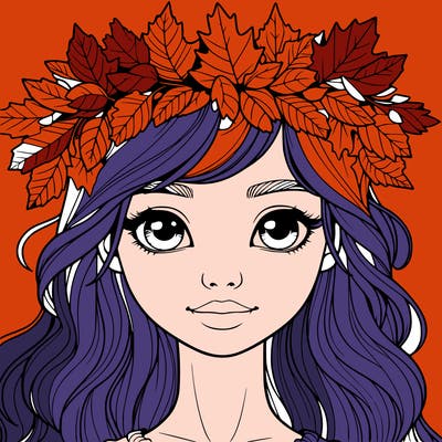 realistic girl with fall leaf crown
