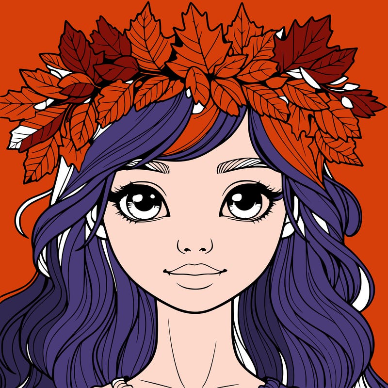 realistic girl with fall leaf crown