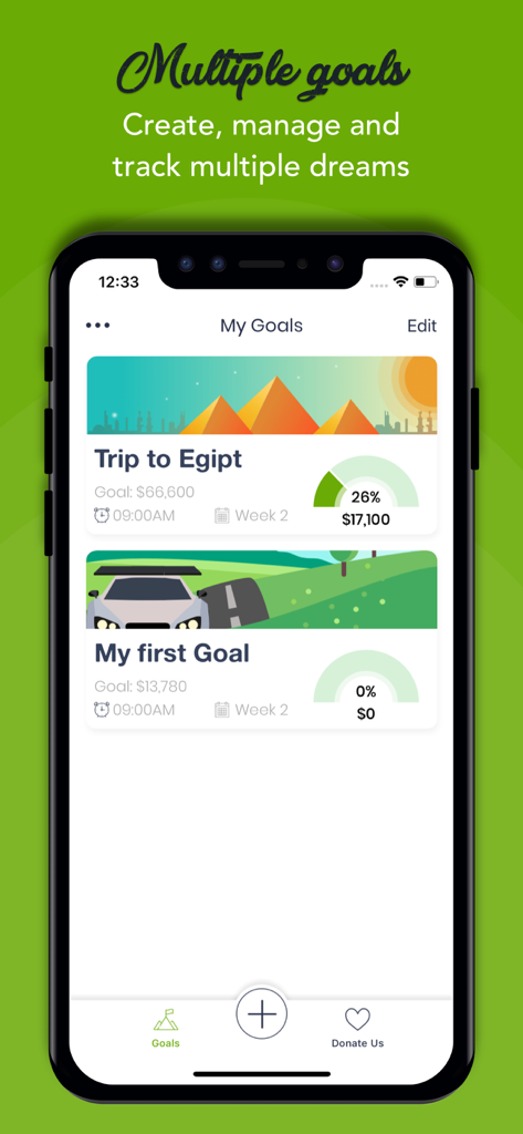 Multiple savings goals and progress tracking in the 52 Week Money Saving Challenge app