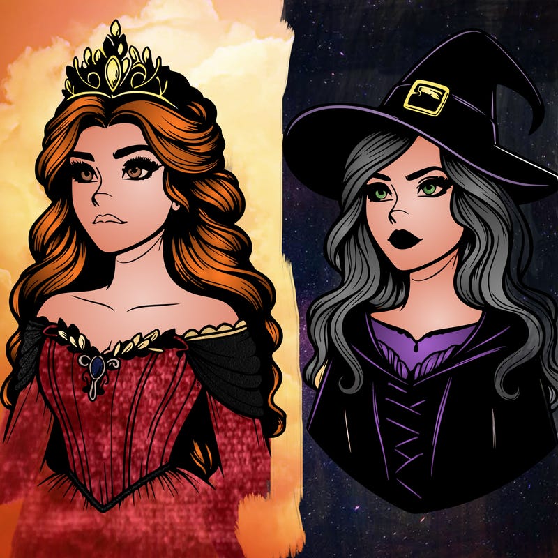princess and witch realistic