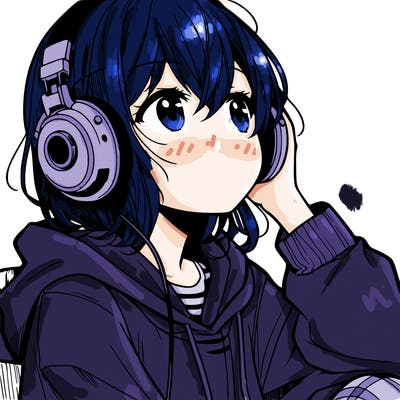 manga character that listen a music with headphone