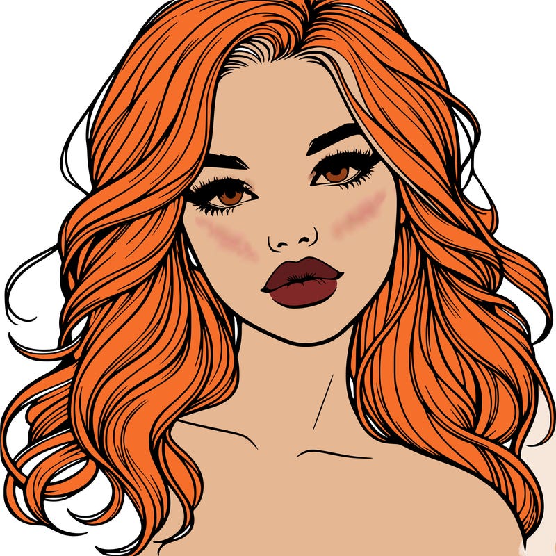 realistic girl with hair and lips