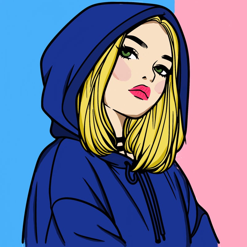 a realistic girl in a hoodie