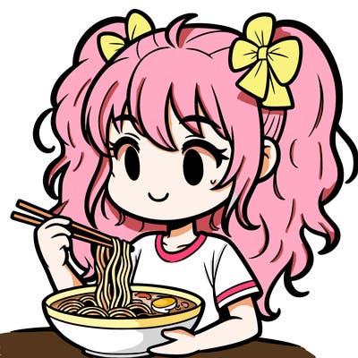 a girl eating ramen