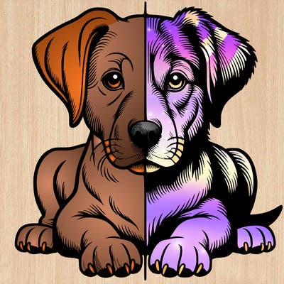 realistic dog split picture