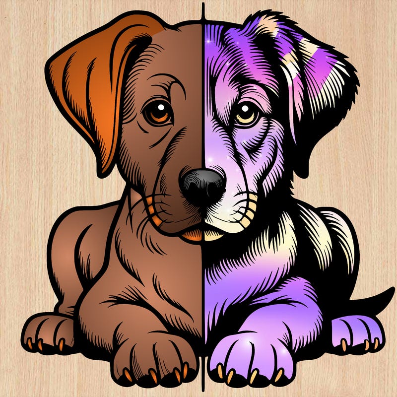 realistic dog split picture