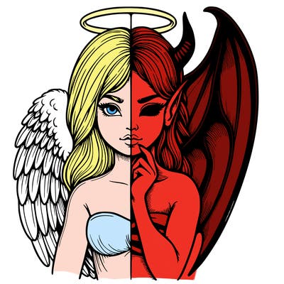 realistic angel half demon