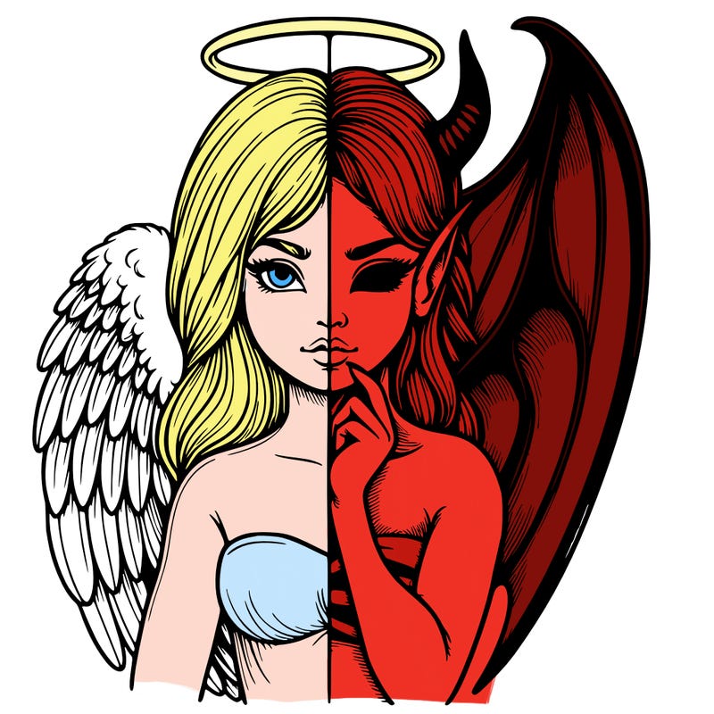 realistic angel half demon