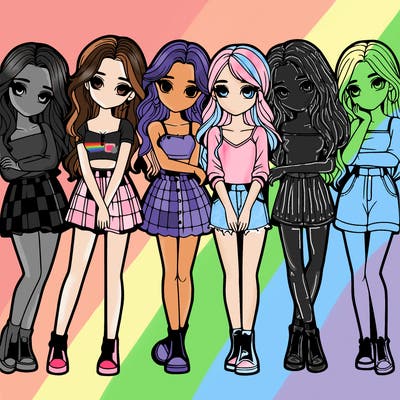 a group of girls realistic