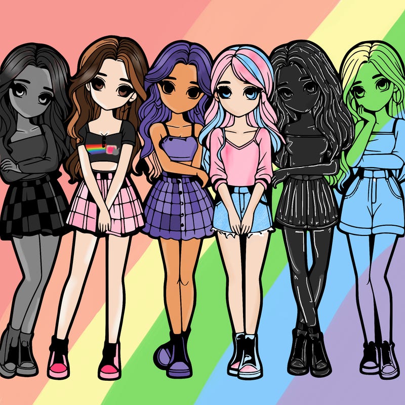 a group of girls realistic