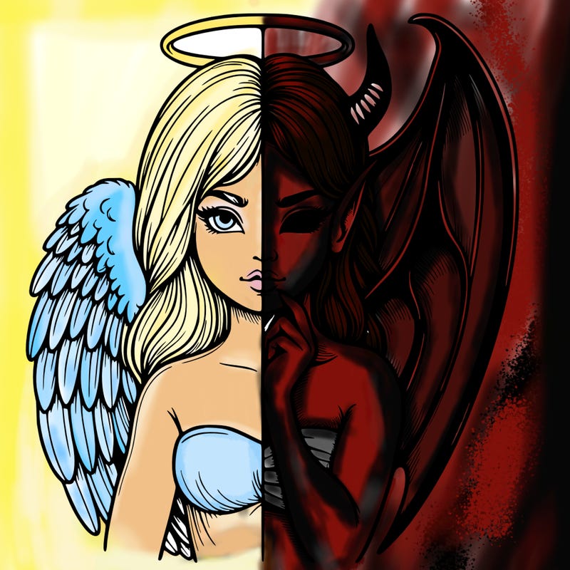 realistic angel half demon