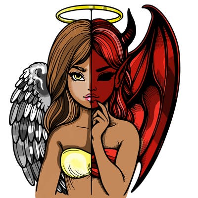 realistic angel half demon