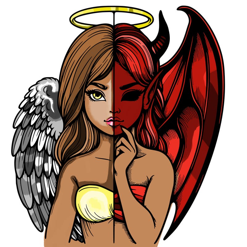 realistic angel half demon