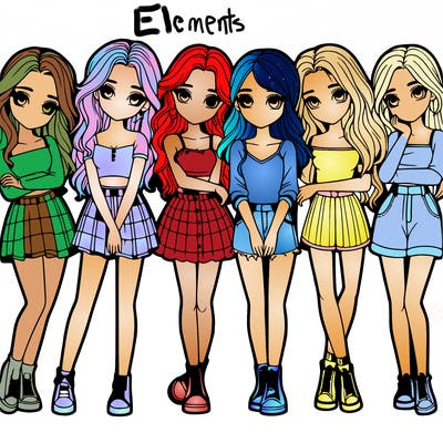 a group of girls realistic