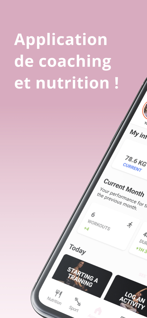 Hora - Hora app interface displaying a fitness dashboard with weight tracking and workout stats