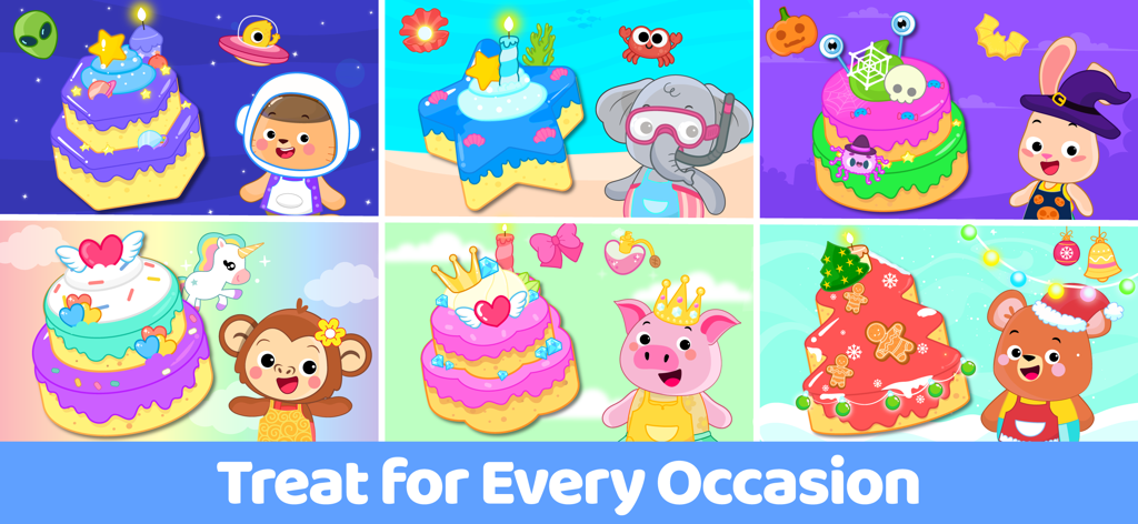 Cake Maker Kids Cooking Games - Variedad de pasteles temáticos y animales en Juegos de Cocina para Niños