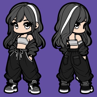 girl in crop top and baggy pants
