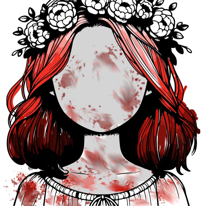 realistic girl with no face and flower crown