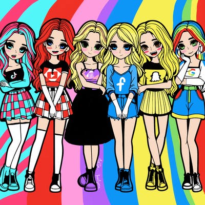 a group of girls realistic