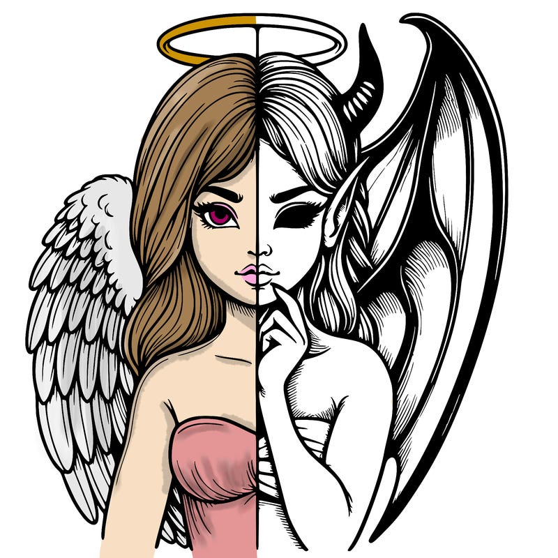 realistic angel half demon