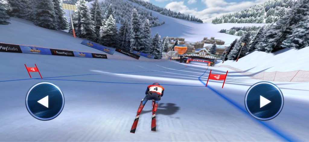 Winter Sports Mania - An athlete competing in a downhill skiing race on a snowy mountain slope in Winter Sports Mania.