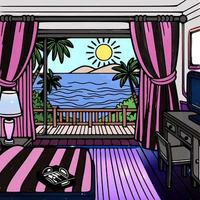 hotel room view of the beach