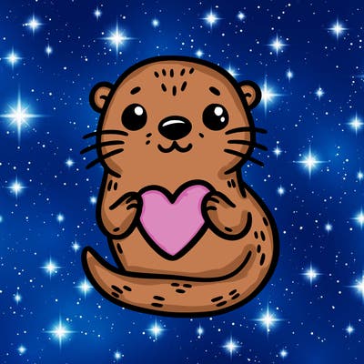 otter with a heart