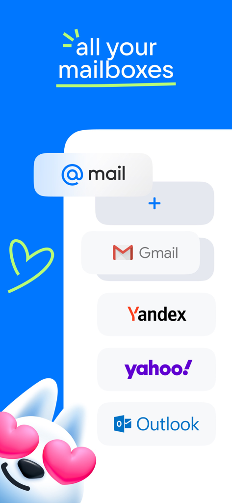 A graphic showing the integration of multiple email providers like Gmail and Outlook into one app