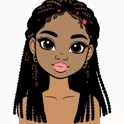 a realistic black girl with braids