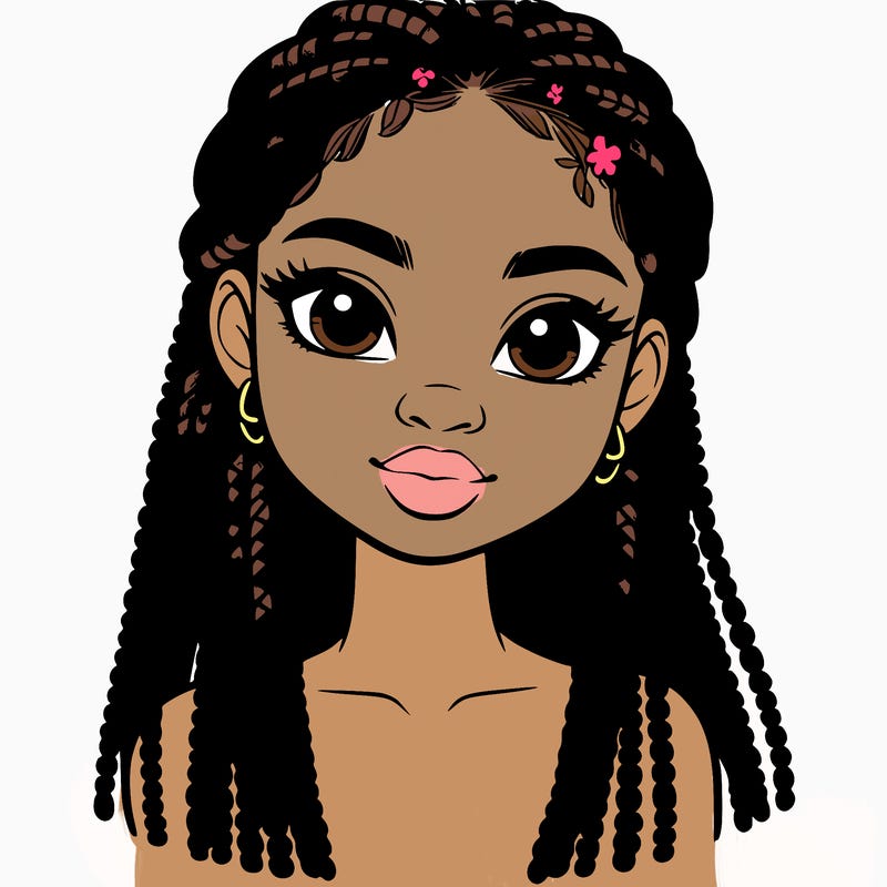 a realistic black girl with braids