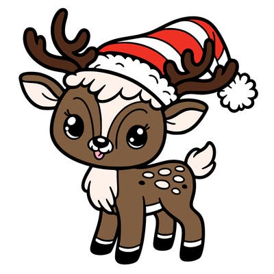 christmas reindeer with santa hat