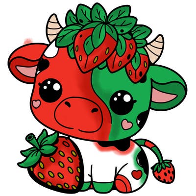 cute strawberry cow
