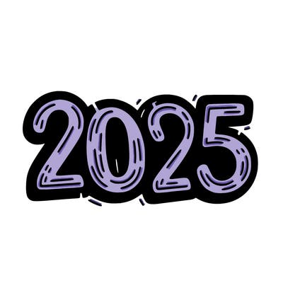 one line scrawled numbers sketch design “2025”
