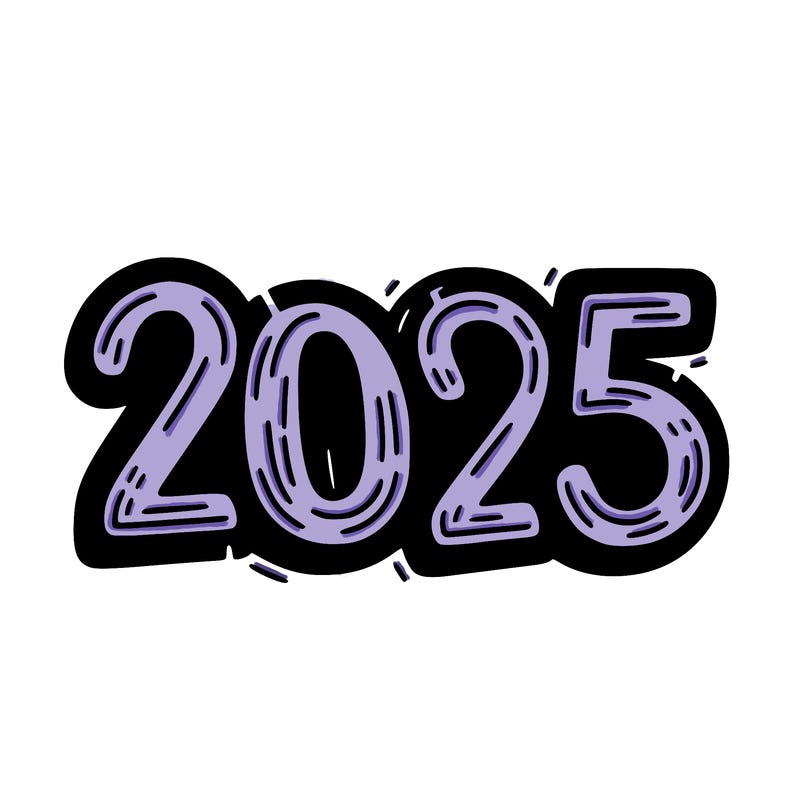 one line scrawled numbers sketch design “2025”