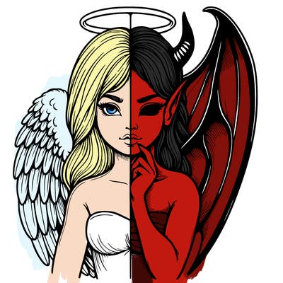 realistic angel half demon