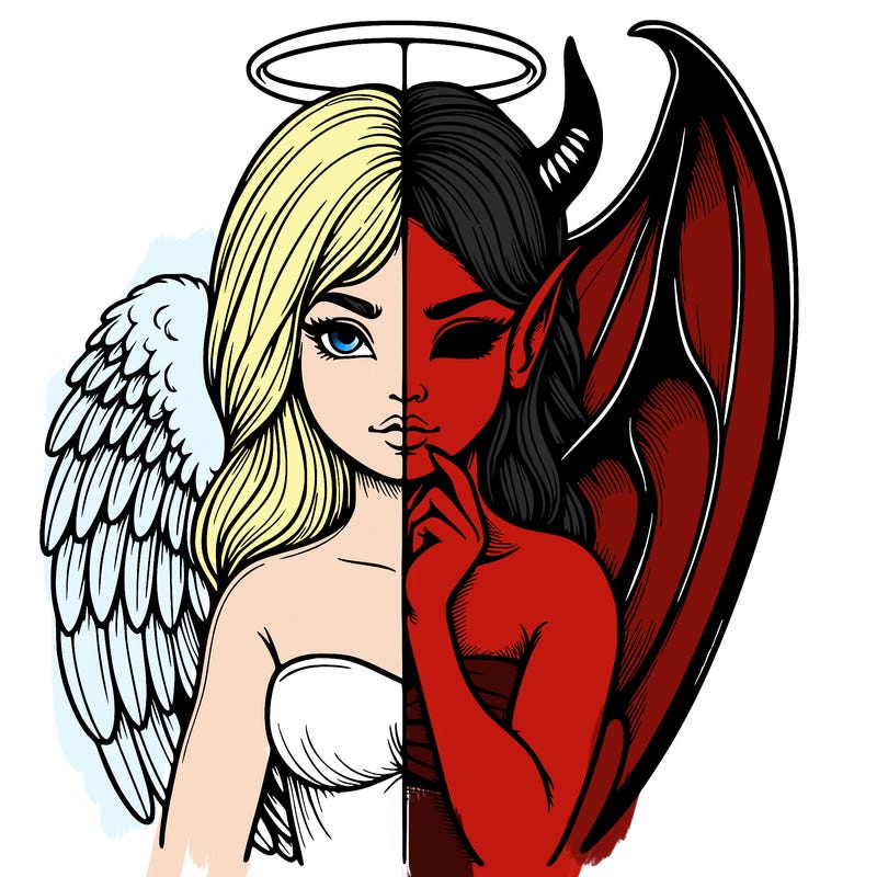 realistic angel half demon