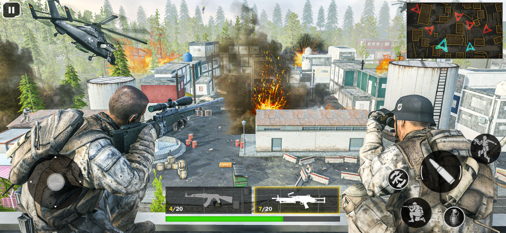 American Shooter : Cover Fire - Sniper and spotter on a rooftop in American Shooter Cover Fire gameplay.