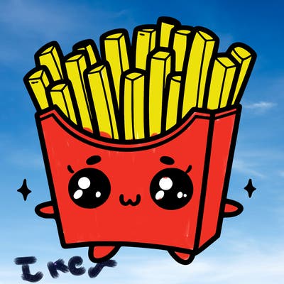 a cute. french fries