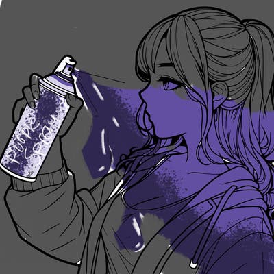 a realistic girl spray, painting