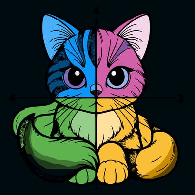 realistic cat split into 4 quadrants
